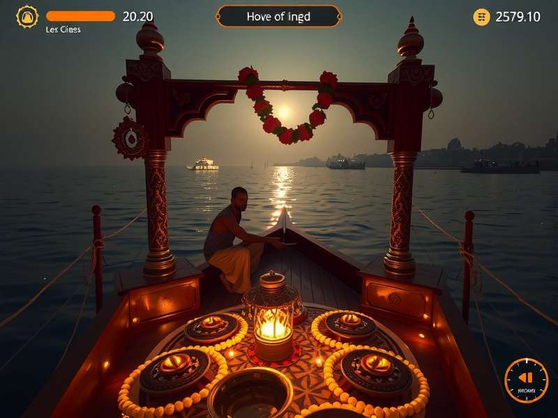Puja Ganges Odyssey gameplay screenshot showing river journey